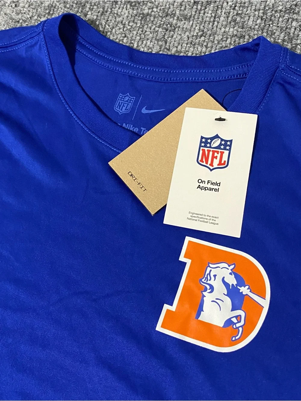 Nike Denver Broncos Legend Logo Dri-FIT Shirt Retro Alt Throwback Mens L NWT